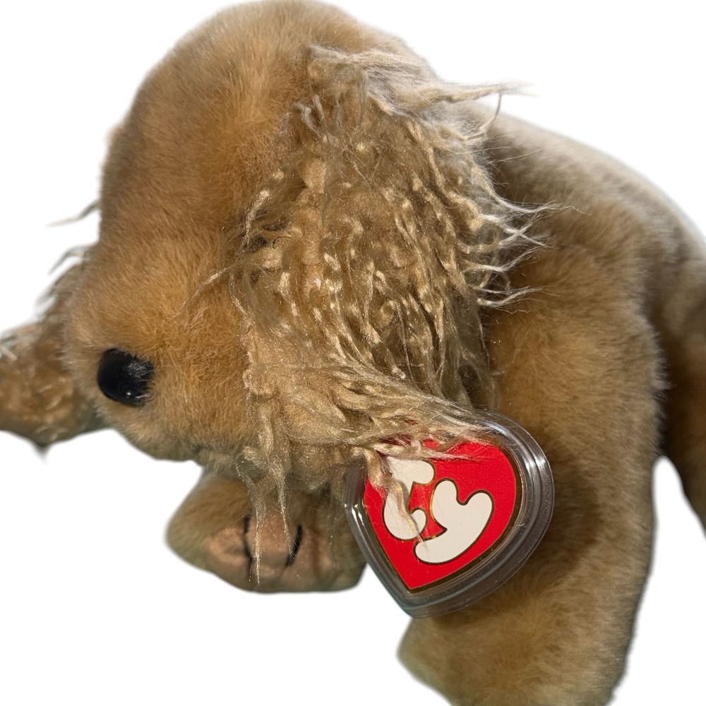Ty Beanie Buddy Spunky the Cocker Spaniel Dog Plush Tan Stuffed Animal 1996 10in